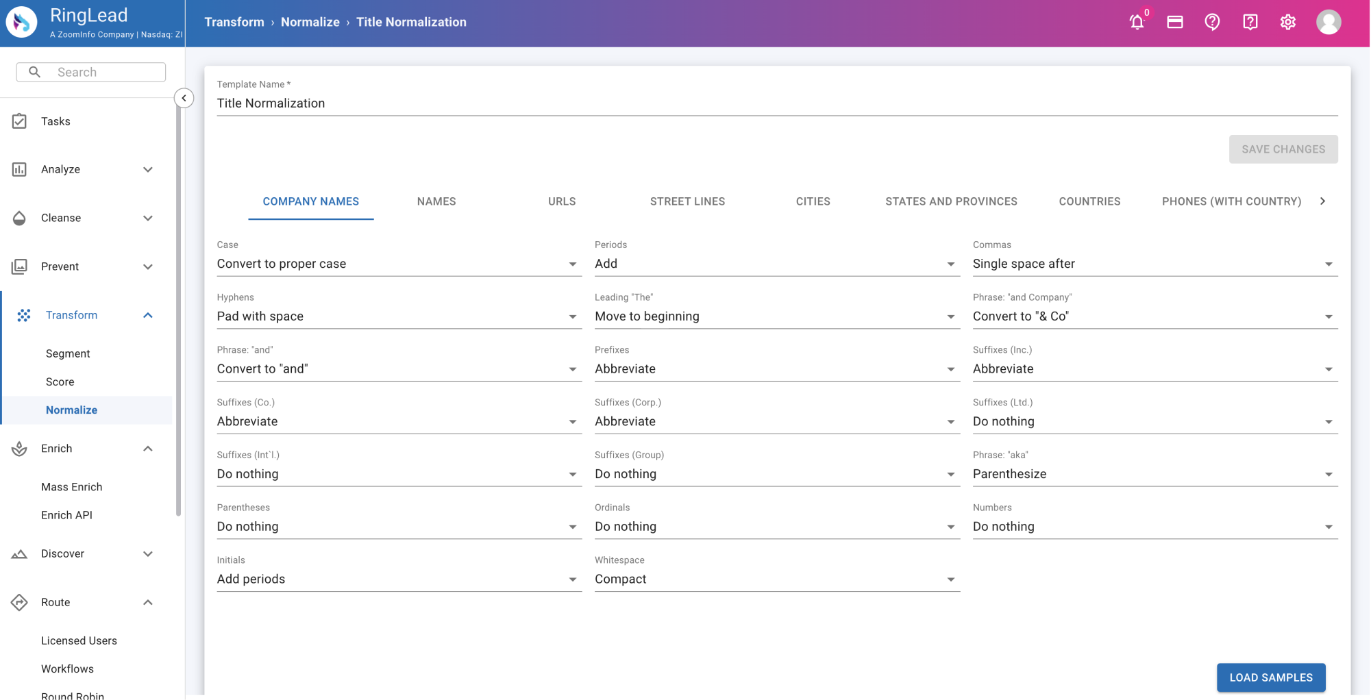 screenshot of ZoomInfo Operations